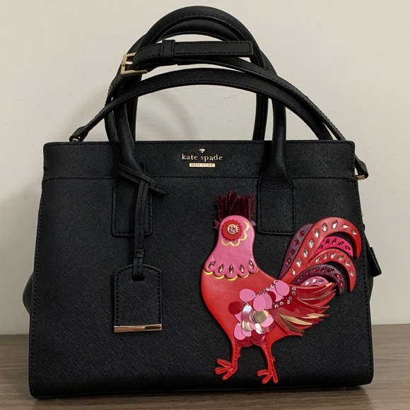 LIKE NEW KATE SPADE IMAGINATION ROOSTER SMALL CANDACE |BLACK SMOOTH CALF LEATHER - Picture 3 of 10